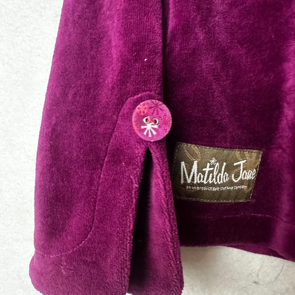 Matilda Jane Girls Purple Velour Peplum‎ Jacket Ruffle Floral Trim Size 8
